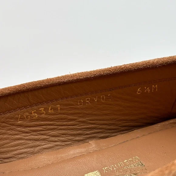 Salvatore Ferragamo Gancini Suede Driving Loafers Tan Gold - Picture 9 of 9